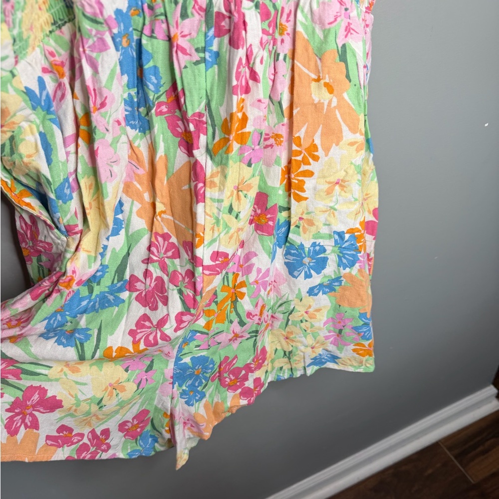 NWT Old Navy Fit and Flare Colorful Floral Linen Blend Romper - Picture 10 of 13